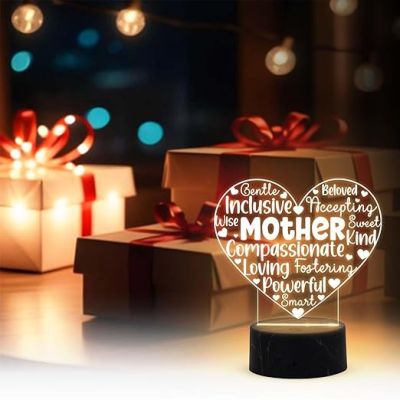 Mother Engraved Night Light with Warm White Light Mom Gift from Daughter Son, Express Your Love for Mom, Surprise Gift for Mom Birthday