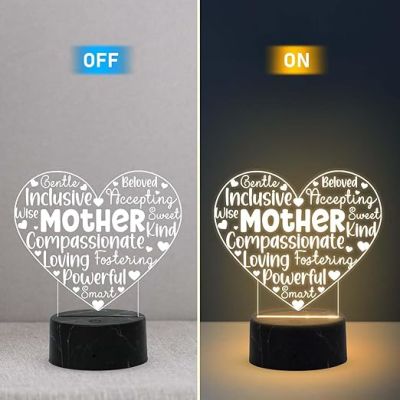 Mother Engraved Night Light with Warm White Light Mom Gift from Daughter Son, Express Your Love for Mom, Surprise Gift for Mom Birthday