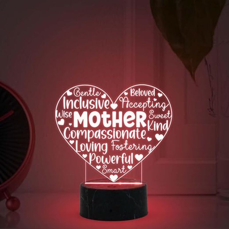 Mother Engraved Night Light With Automatic Color Changing Light Gift from Daughter Son, Express Your Love For Mom, Surprise Gift For Mom Birthday