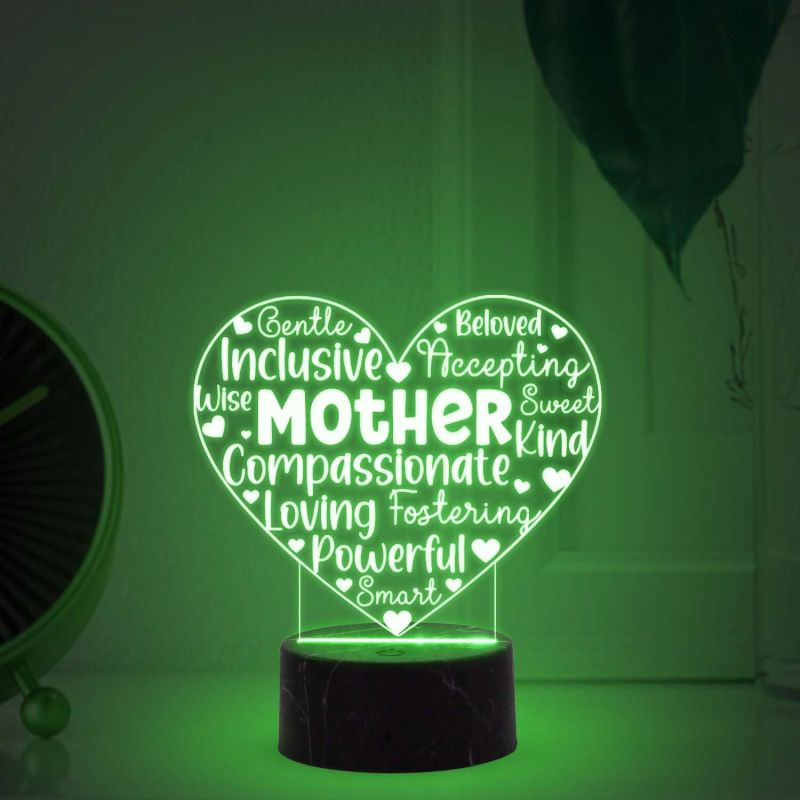 Mother Engraved Night Light With Automatic Color Changing Light Gift from Daughter Son, Express Your Love For Mom, Surprise Gift For Mom Birthday