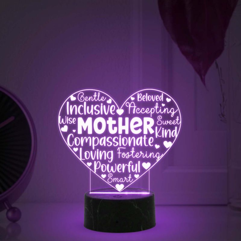 Mother Engraved Night Light With Automatic Color Changing Light Gift from Daughter Son, Express Your Love For Mom, Surprise Gift For Mom Birthday