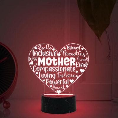 Mother Engraved Night Light With Automatic Color Changing Light Gift from Daughter Son, Express Your Love For Mom, Surprise Gift For Mom Birthday