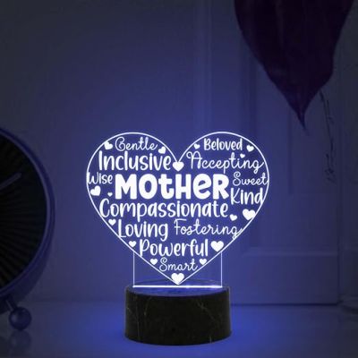 Mother Engraved Night Light With Automatic Color Changing Light Gift from Daughter Son, Express Your Love For Mom, Surprise Gift For Mom Birthday