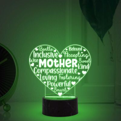 Mother Engraved Night Light With Automatic Color Changing Light Gift from Daughter Son, Express Your Love For Mom, Surprise Gift For Mom Birthday