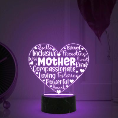 Mother Engraved Night Light With Automatic Color Changing Light Gift from Daughter Son, Express Your Love For Mom, Surprise Gift For Mom Birthday