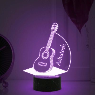 3D Illusion Guitar Lamp with Automatic Color Changing Light Customized Name Gift for Music Lover Birthday Gift for Friends, Gift for Guitar Player
