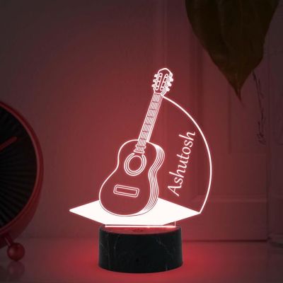 3D Illusion Guitar Lamp with Automatic Color Changing Light Customized Name Gift for Music Lover Birthday Gift for Friends, Gift for Guitar Player