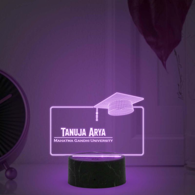 Personalized Student Graduation Lamp with Automatic Color Changing Light Customized Name, Collage Name Graduation Gift for Student, Daughter & Son Gift for College Student