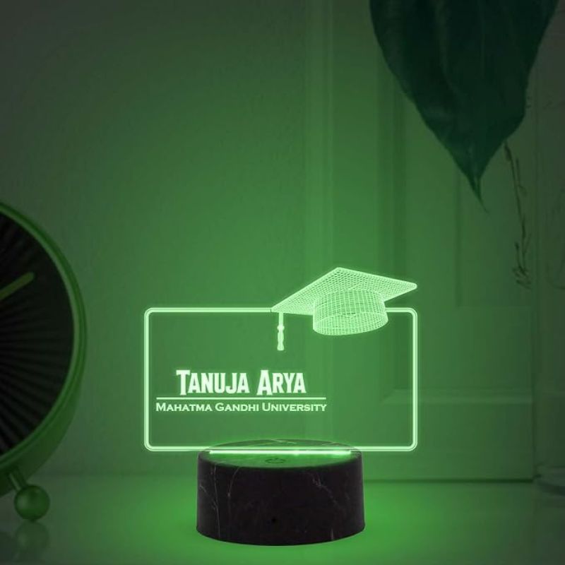 Personalized Student Graduation Lamp with Automatic Color Changing Light Customized Name, Collage Name Graduation Gift for Student, Daughter & Son Gift for College Student