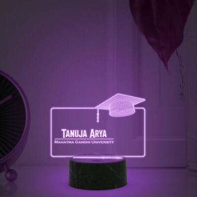 Personalized Student Graduation Lamp with Automatic Color Changing Light Customized Name, Collage Name Graduation Gift for Student, Daughter & Son Gift for College Student