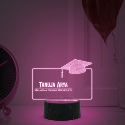 Personalized Student Graduation Lamp with Automatic Color Changing Light Customized Name, Collage Name Graduation Gift for Student, Daughter & Son Gift for College Student