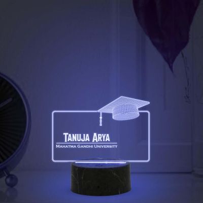 Personalized Student Graduation Lamp with Automatic Color Changing Light Customized Name, Collage Name Graduation Gift for Student, Daughter & Son Gift for College Student
