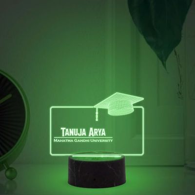 Personalized Student Graduation Lamp with Automatic Color Changing Light Customized Name, Collage Name Graduation Gift for Student, Daughter & Son Gift for College Student