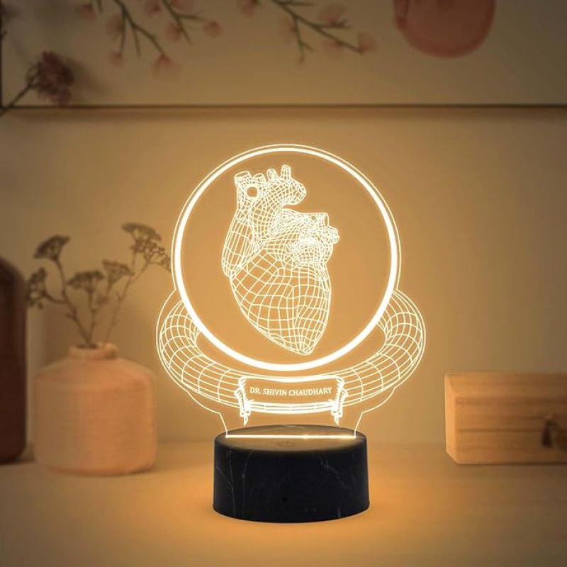 Cardiologist Night Light with Warm White Light Customized  with Name Graduation Gift for Cardiology Doctor & Clinic Decor Lamp Gift for Heart Surgeon