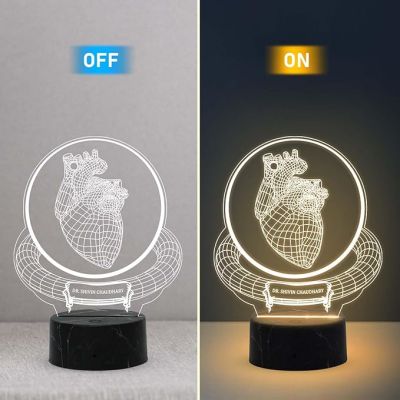 Cardiologist Night Light with Warm White Light Customized  with Name Graduation Gift for Cardiology Doctor & Clinic Decor Lamp Gift for Heart Surgeon