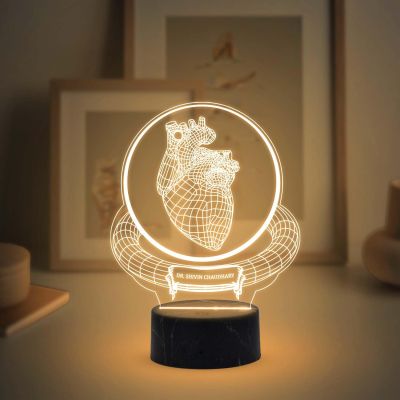 Cardiologist Night Light with Warm White Light Customized  with Name Graduation Gift for Cardiology Doctor & Clinic Decor Lamp Gift for Heart Surgeon