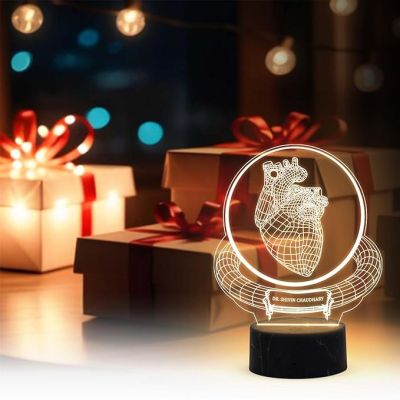 Cardiologist Night Light with Warm White Light Customized  with Name Graduation Gift for Cardiology Doctor & Clinic Decor Lamp Gift for Heart Surgeon