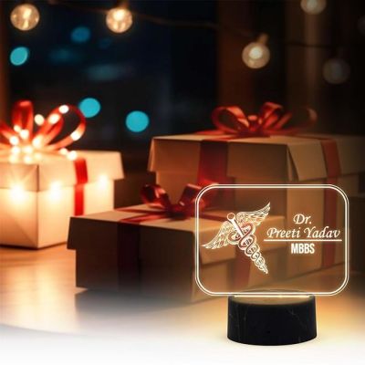 3D Illusion Doctor Night Lamp with Warm White Light Customized with Name Thankyou Gift for Doctor Doctor Clinic Decor Light Birthday Gift for Doctor