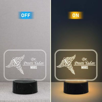 3D Illusion Doctor Night Lamp with Warm White Light Customized with Name Thankyou Gift for Doctor Doctor Clinic Decor Light Birthday Gift for Doctor