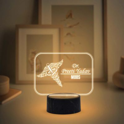 3D Illusion Doctor Night Lamp with Warm White Light Customized with Name Thankyou Gift for Doctor Doctor Clinic Decor Light Birthday Gift for Doctor