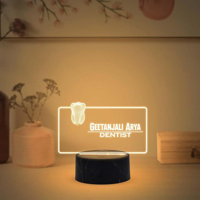 Dentist Night Lamp with Warm White Light Customized with Name Gifts for Dentist Doctor Tooth & Gums Specialist Doctor & Clinic Decor Light Thankyou Gift for Dental Doctor