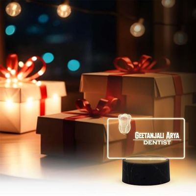 Dentist Night Lamp with Warm White Light Customized with Name Gifts for Dentist Doctor Tooth & Gums Specialist Doctor & Clinic Decor Light Thankyou Gift for Dental Doctor