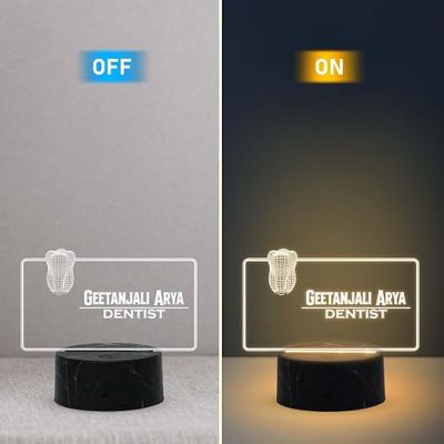 Dentist Night Lamp with Warm White Light Customized with Name Gifts for Dentist Doctor Tooth & Gums Specialist Doctor & Clinic Decor Light Thankyou Gift for Dental Doctor