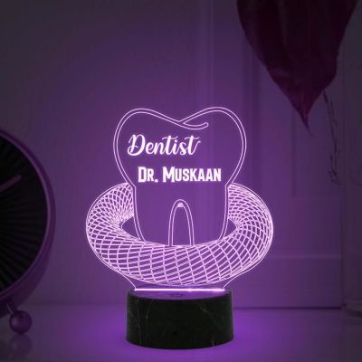 3D Illusion Dentist Night Lamp with Multicolored Light Customized with Name Thankyou Gift for Doctor & Dentist Clinic Decor Light