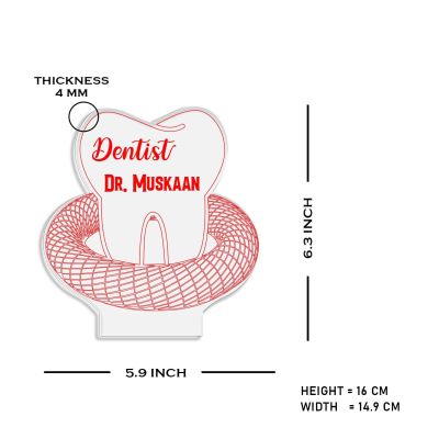 3D Illusion Dentist Night Lamp with Multicolored Light Customized with Name Thankyou Gift for Doctor & Dentist Clinic Decor Light