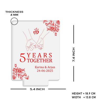 5 Years Together Anniversary Lamp with Warm White Light Customized Name Date Anniversary Gift for Couple Gift for Husband Wife Girlfriend Boyfriend