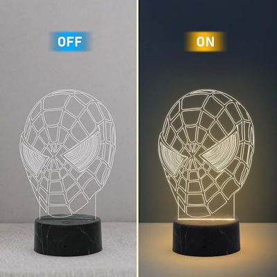 3D Illusion Spiderman Night Lamp with Warm White Light Birthday Gift for Marvel Fans & Kids Room Decor Gift for Avengers Lovers