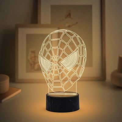 3D Illusion Spiderman Night Lamp with Warm White Light Birthday Gift for Marvel Fans & Kids Room Decor Gift for Avengers Lovers