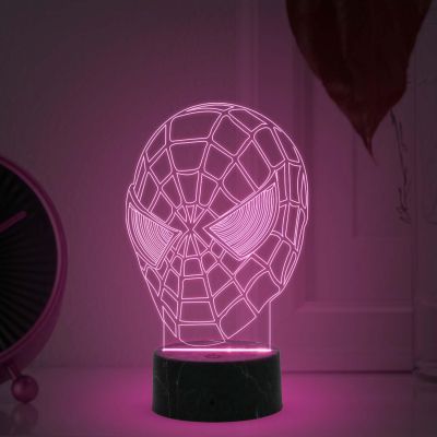 3D Illusion Spiderman Night Lamp with Warm White Light Birthday Gift for Marvel Fans & Kids Room Decor Gift for Avengers Lovers