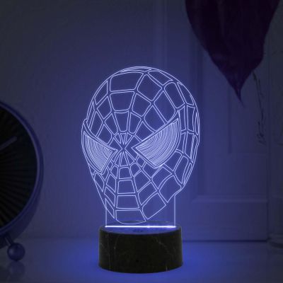 3D Illusion Spiderman Night Lamp with Warm White Light Birthday Gift for Marvel Fans & Kids Room Decor Gift for Avengers Lovers