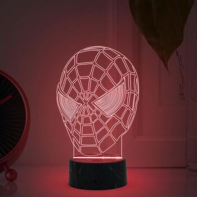 3D Illusion Spiderman Night Lamp with Warm White Light Birthday Gift for Marvel Fans & Kids Room Decor Gift for Avengers Lovers