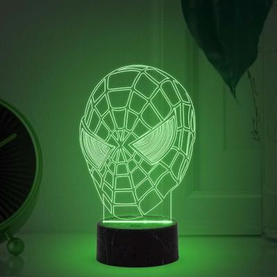 3D Illusion Spiderman Night Lamp with Warm White Light Birthday Gift for Marvel Fans & Kids Room Decor Gift for Avengers Lovers