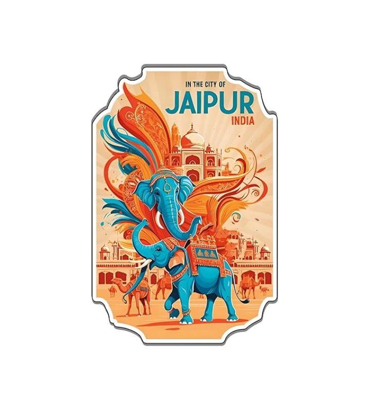 Jaipur Wooden Fridge Magnet Sticker Refrigerator Door, Kitchen, Home & Office Decor Items Rajasthani Theme, Travel Souvenir Magnet