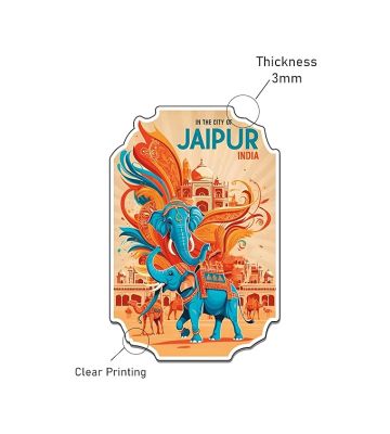 Jaipur Wooden Fridge Magnet Sticker Refrigerator Door, Kitchen, Home & Office Decor Items Rajasthani Theme, Travel Souvenir Magnet