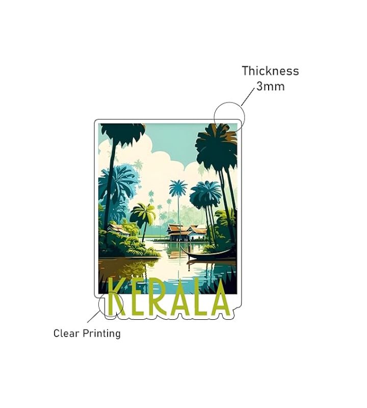 Kerala Wooden Indian State Magnet Sticker Refrigerator, Almirah, Home, Kitchen Décor Items Travel Souvenir Magnet