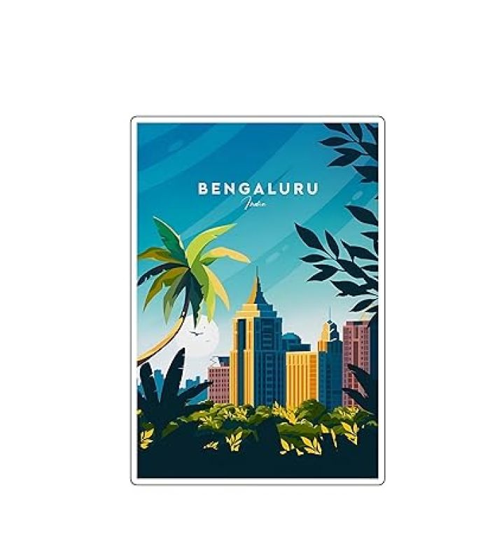 Bengaluru Wooden Fridge Magnet Stickers Refrigerator Door, Kitchen, Home & Office Decor Items Indian State Theme, Travel Souvenir Magnet