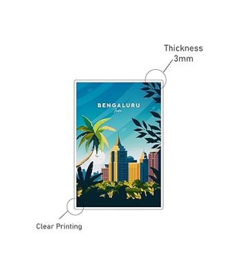 Bengaluru Wooden Fridge Magnet Stickers Refrigerator Door, Kitchen, Home & Office Decor Items Indian State Theme, Travel Souvenir Magnet