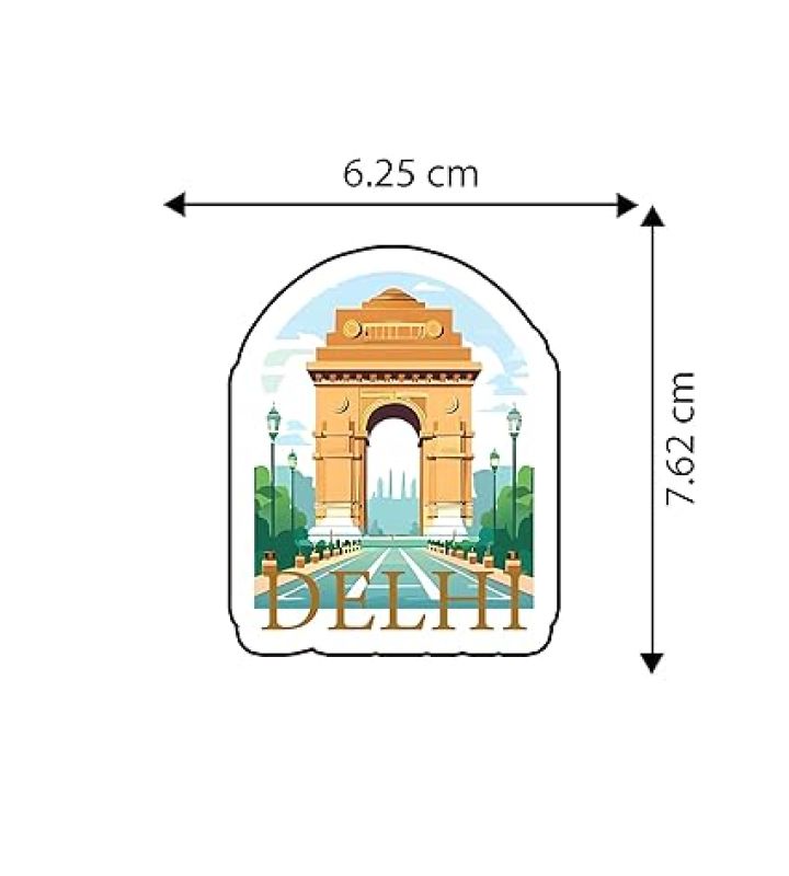 Delhi Wooden Fridge Magnet Stickers Refrigerator Door, Kitchen, Home & Office Decor Items Indian State Theme, Travel Souvenir Magnet