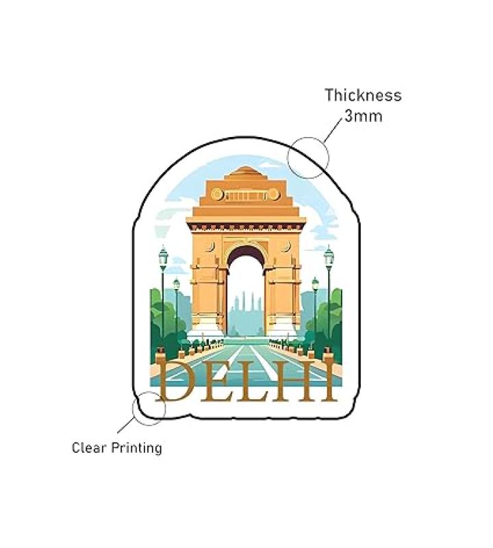 Delhi Wooden Fridge Magnet Stickers Refrigerator Door, Kitchen, Home & Office Decor Items Indian State Theme, Travel Souvenir Magnet