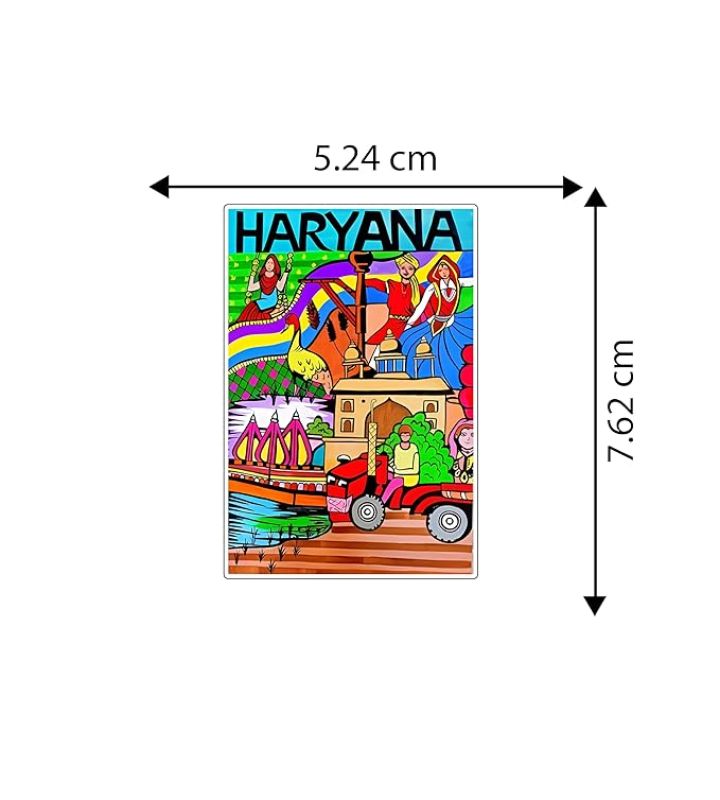 Haryana Wooden Fridge Magnet Stickers Refrigerator Door, Kitchen, Home & Office Decor Items Indian State Theme, Travel Souvenir Magnet
