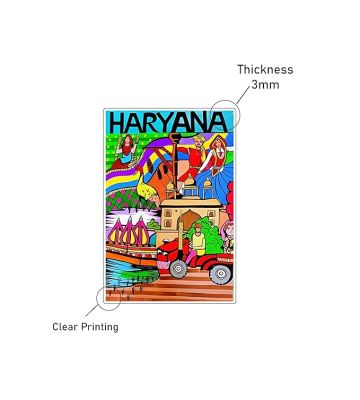 Haryana Wooden Fridge Magnet Stickers Refrigerator Door, Kitchen, Home & Office Decor Items Indian State Theme, Travel Souvenir Magnet