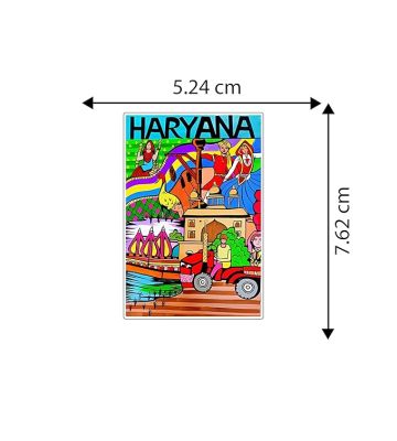 Haryana Wooden Fridge Magnet Stickers Refrigerator Door, Kitchen, Home & Office Decor Items Indian State Theme, Travel Souvenir Magnet