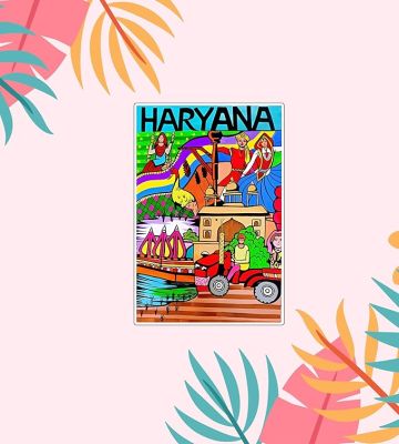 Haryana Wooden Fridge Magnet Stickers Refrigerator Door, Kitchen, Home & Office Decor Items Indian State Theme, Travel Souvenir Magnet