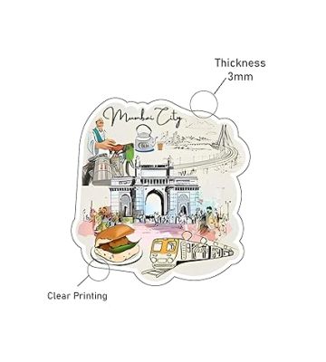 Mumbai Wooden Fridge Magnet Stickers Refrigerator Door, Kitchen, Home & Office Decor Items Indian State Theme, Travel Souvenir Magnet