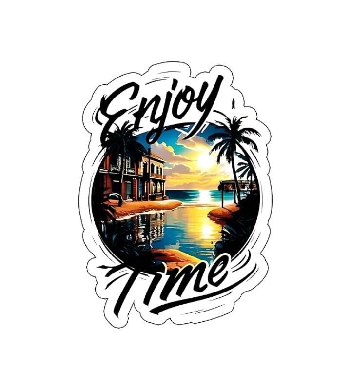 Enjoy Time Beach Summer Vibes Fridge Magnet Sticker Refrigerator Home & Office Decor Gift for Beach Lover Travel Souvenir
