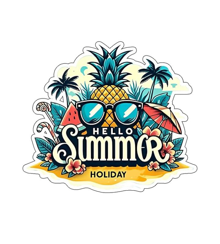 Hello Summer Holiday Beach Vibes Fridge Magnet Sticker Refrigerator Home & Office Decor Gift for Beach Lover Travel Souvenir
